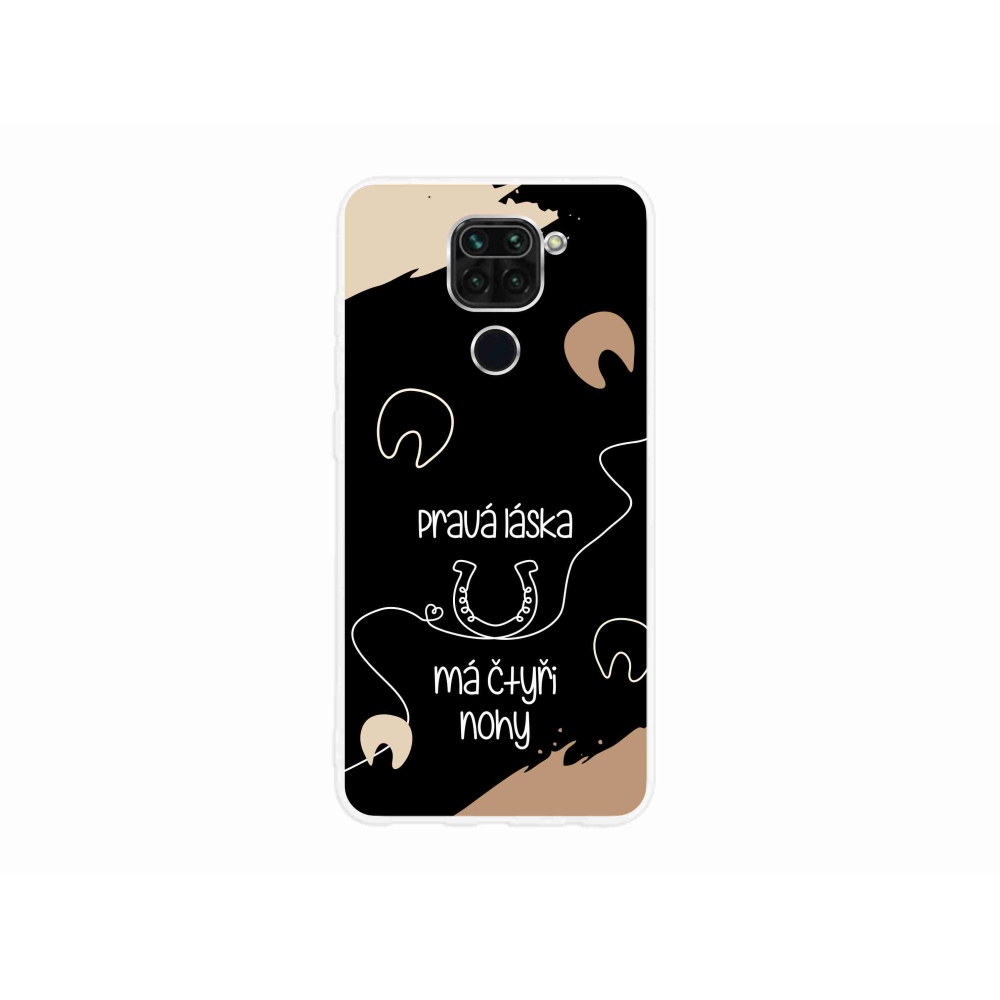 Gelový kryt mmCase na Xiaomi Redmi Note 9 - koňský motiv černé pozadí