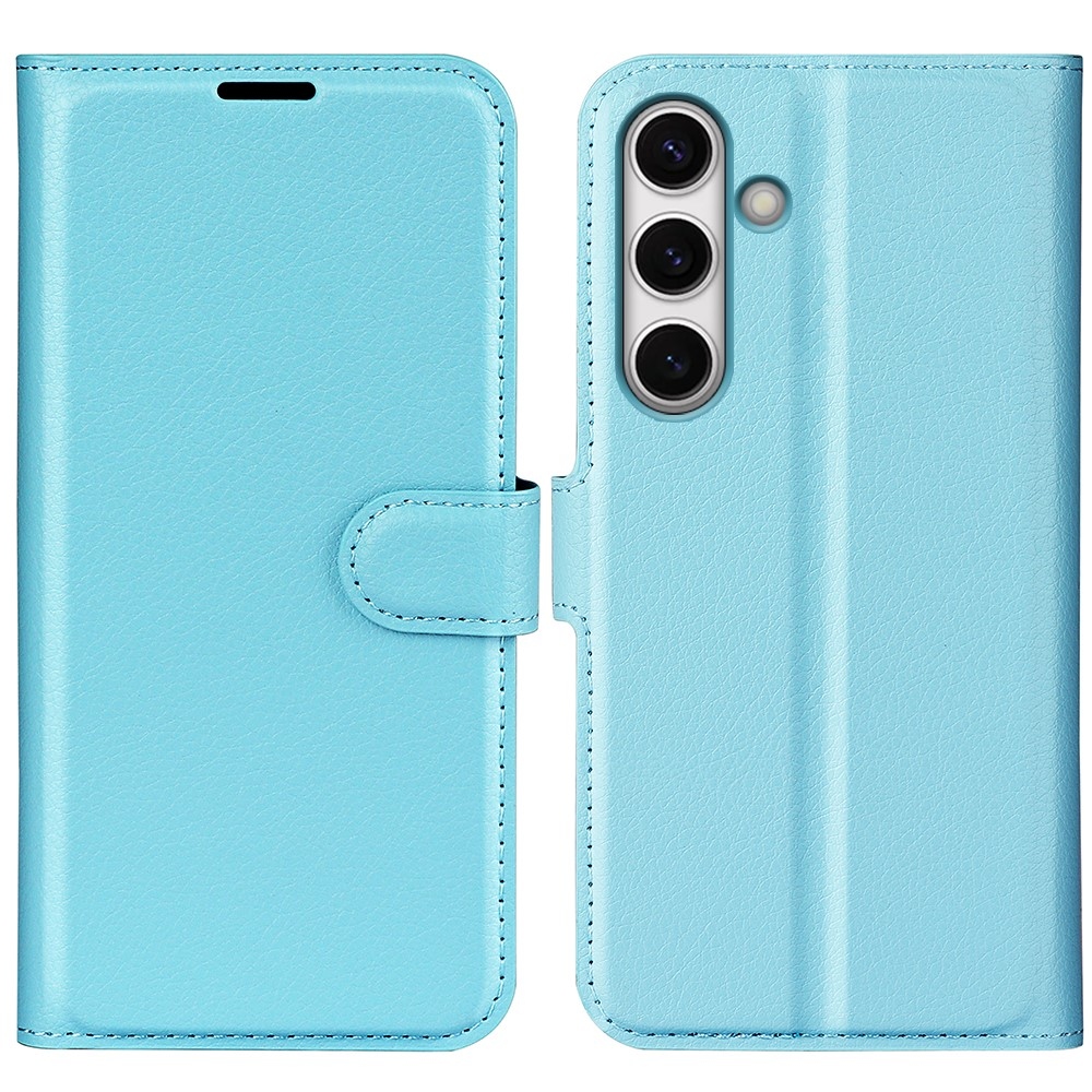 Litchi knížkové pouzdro na Samsung Galaxy S24 FE - modré