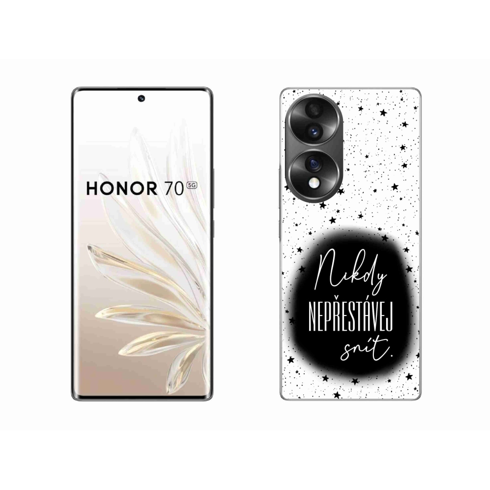 Gelový kryt mmCase na Honor 70 - citát 1 černobílé pozadí