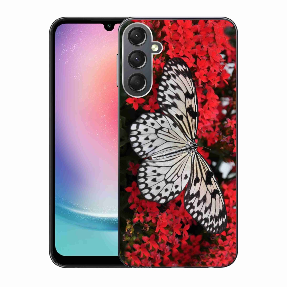 Gelový kryt mmCase na Samsung Galaxy A24 - černobílý motýl 1