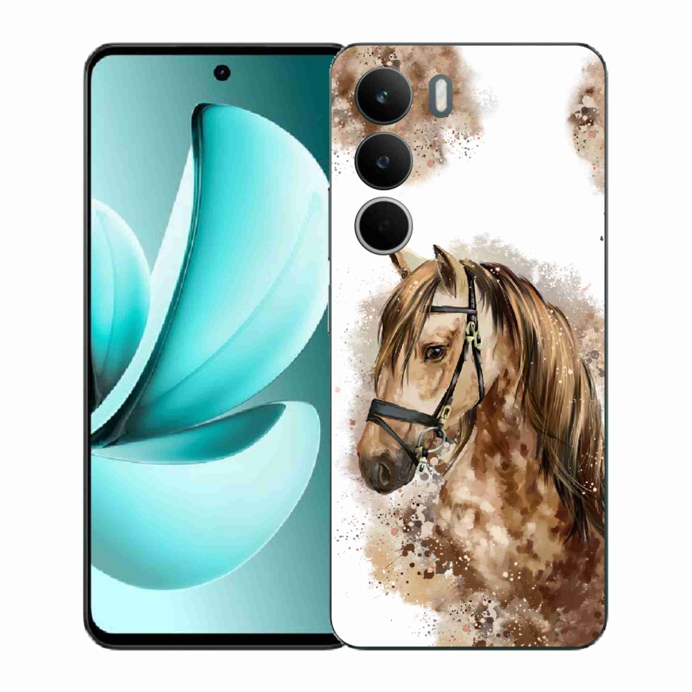 Gelový kryt mmCase na Realme C71 - hnědý kreslený kůň