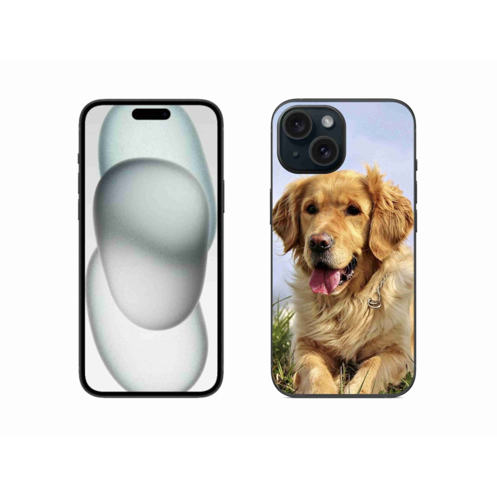 Gelový obal mmCase na iPhone 15 - zlatý retrívr