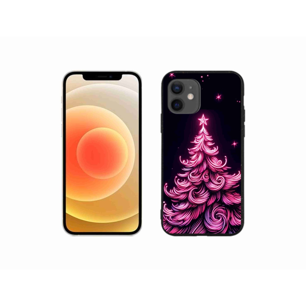 Gelový kryt mmCase na iPhone 12 mini - neonový vánoční stromek 2