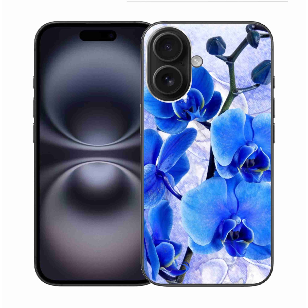 Gelový kryt mmCase na iPhone 16 - modré květy