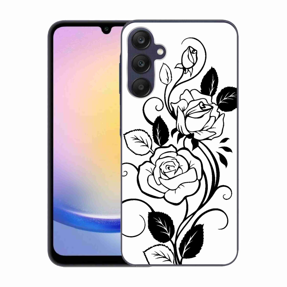 Gelový kryt mmCase na Samsung Galaxy A25 5G - černobílá růže
