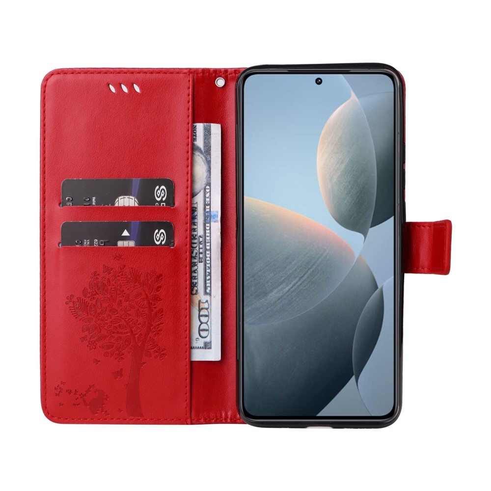 Trees knížkové pouzdro na Xiaomi 14T - červené