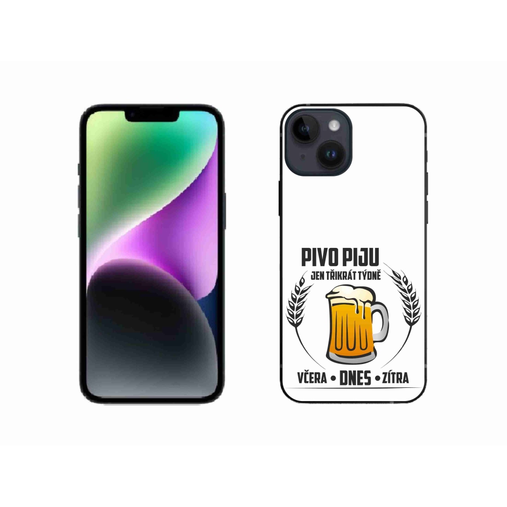 Gelový kryt mmCase na iPhone 14 - pivní motiv bílé pozadí