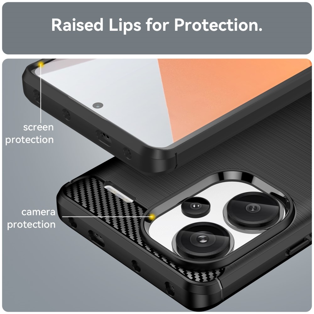 Carbon odolný gelový obal na Xiaomi Redmi Note 13 Pro+ 5G - černý