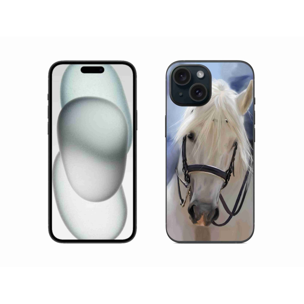 Gelový kryt mmCase na iPhone 15 - bílý kůň