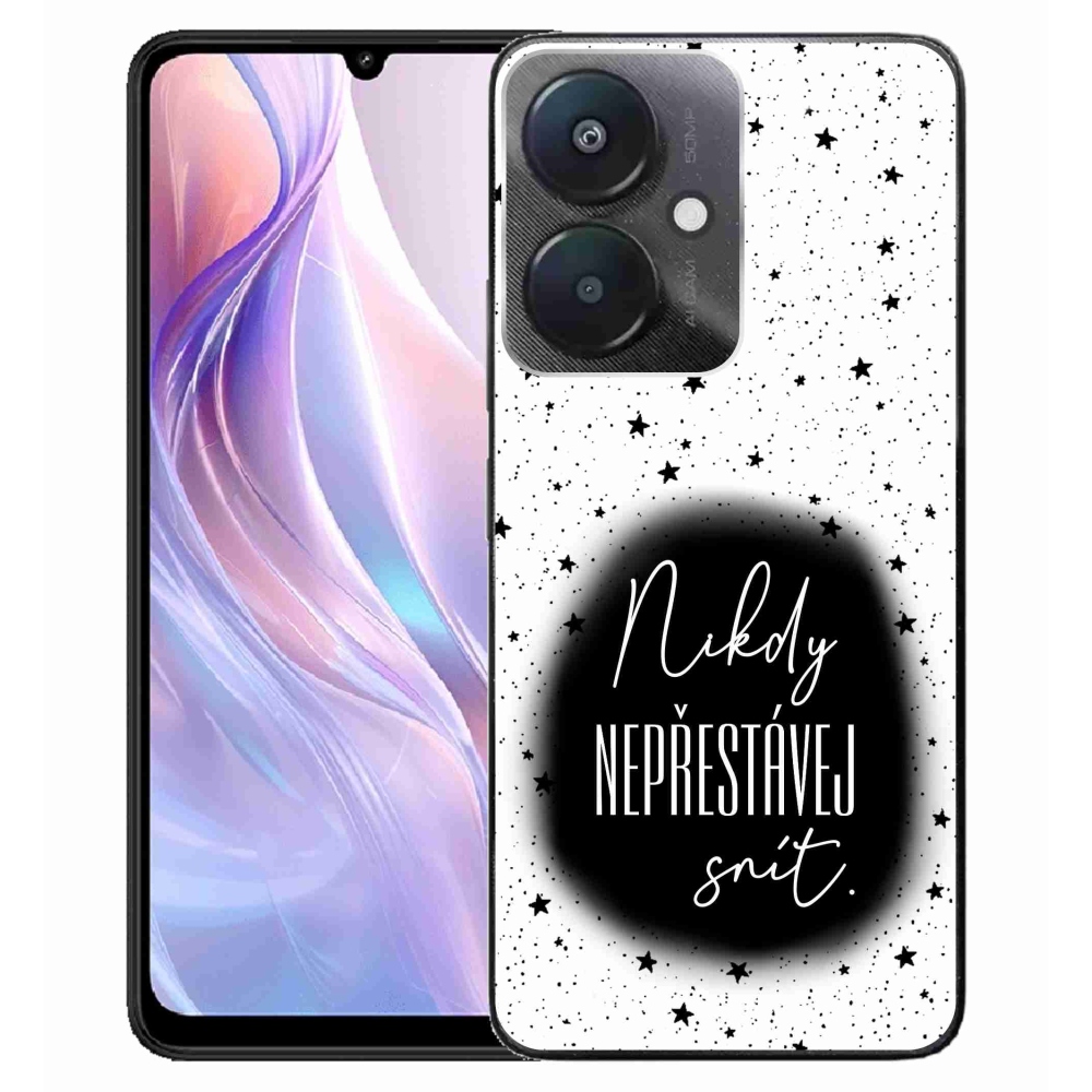 Gelový kryt mmCase na Xiaomi Redmi 13C 5G  - citát 1 černobílé pozadí