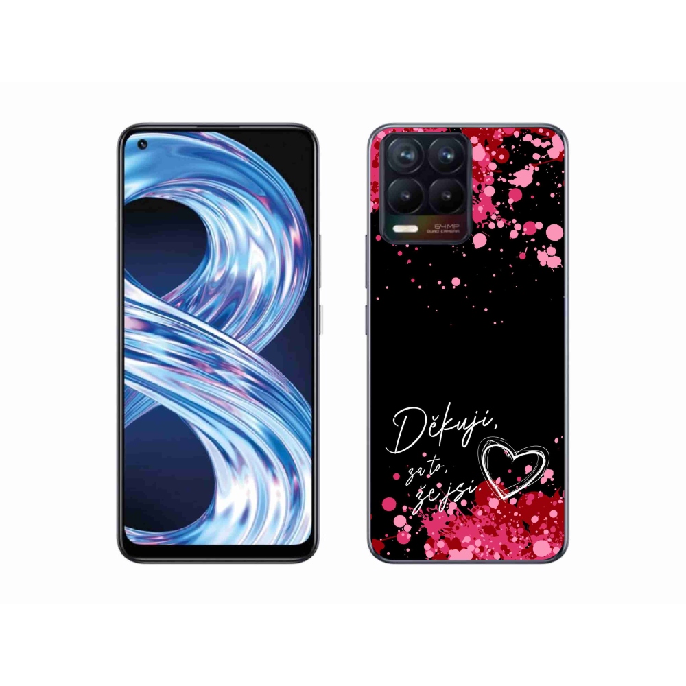 Gelový kryt mmCase na Realme 8 4G - zamilovaný text 2 černé pozadí