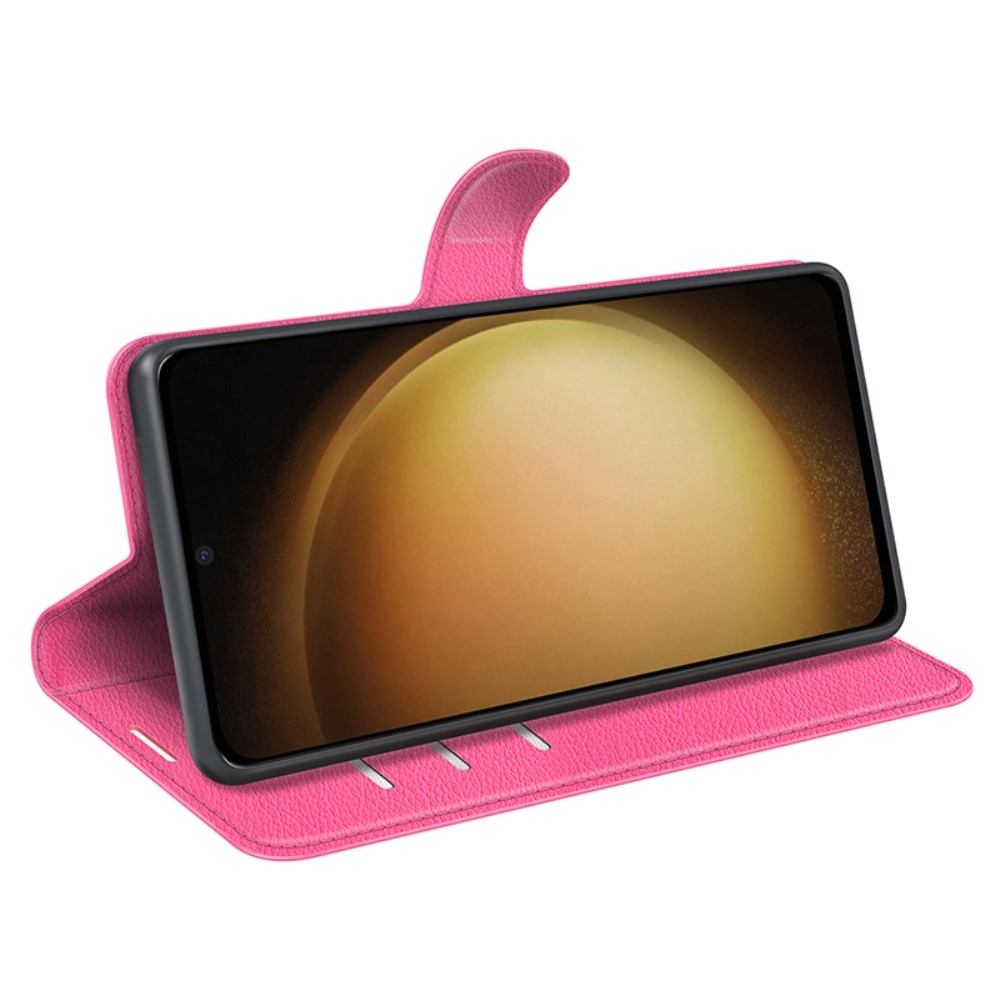 Litchi knížkové pouzdro na Samsung Galaxy S24+ - rose