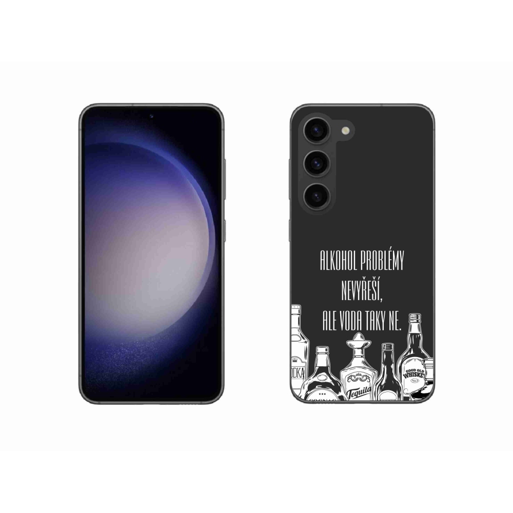 Gelový kryt mmCase na Samsung Galaxy S23 5G - vtipný text černé pozadí