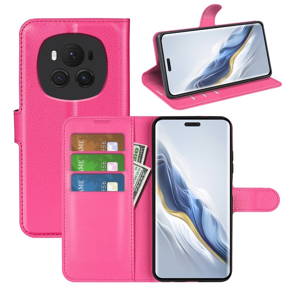 Litchi knížkové pouzdro na Honor Magic 6 Pro 5G - rose