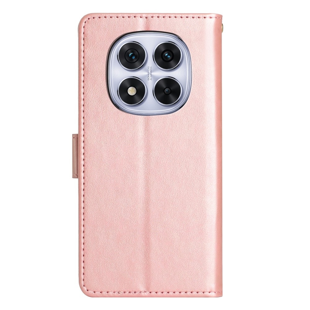 Flowers knížkové pouzdro na Xiaomi Redmi Note 14 Pro 5G/Poco X7 5G - růžovozlaté