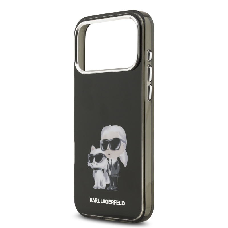 Karl Lagerfeld IML Aquarelle Karl and Choupette Zadní Kryt pro iPhone 17 Pro Black