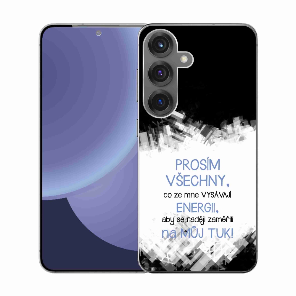 Gelový kryt mmCase na Samsung Galaxy S25 - vtipný text 1 modrý