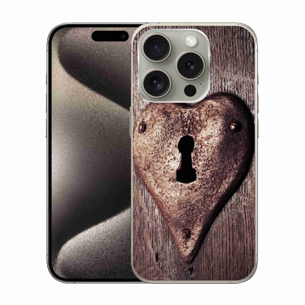 Gelový kryt mmCase na iPhone 15 Pro - zámek ve tvaru srdce