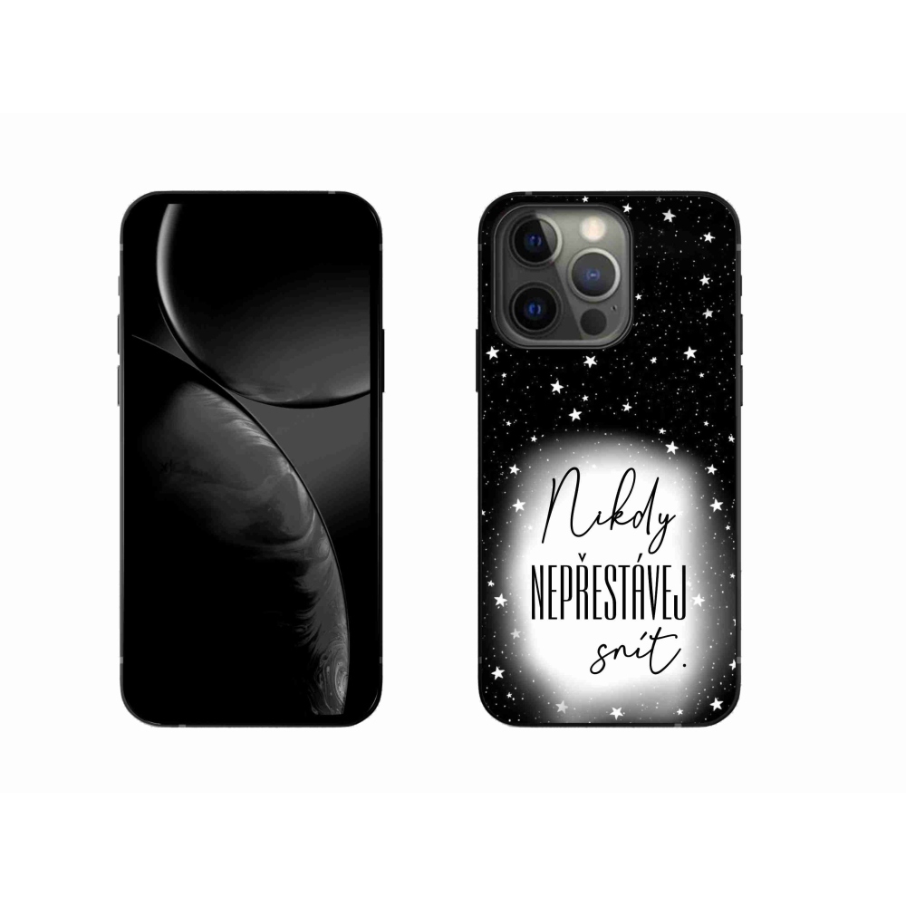Gelový kryt mmCase na iPhone 13 Pro 6.1 - citát 1 bíločerné pozadí