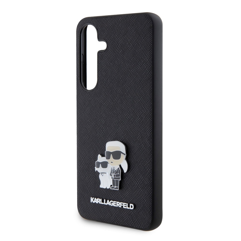 Karl Lagerfeld PU Saffiano Metal Karl and Choupette Zadní Kryt pro Samsung Galaxy S24 Black