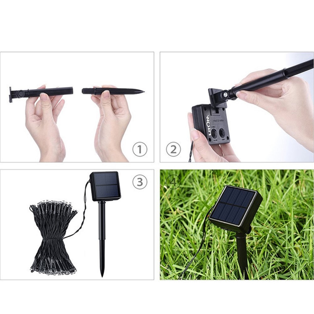 Zahradní solární světelná dekorace s křišťálovým efektem 12 m 100 LED – žluté světlo