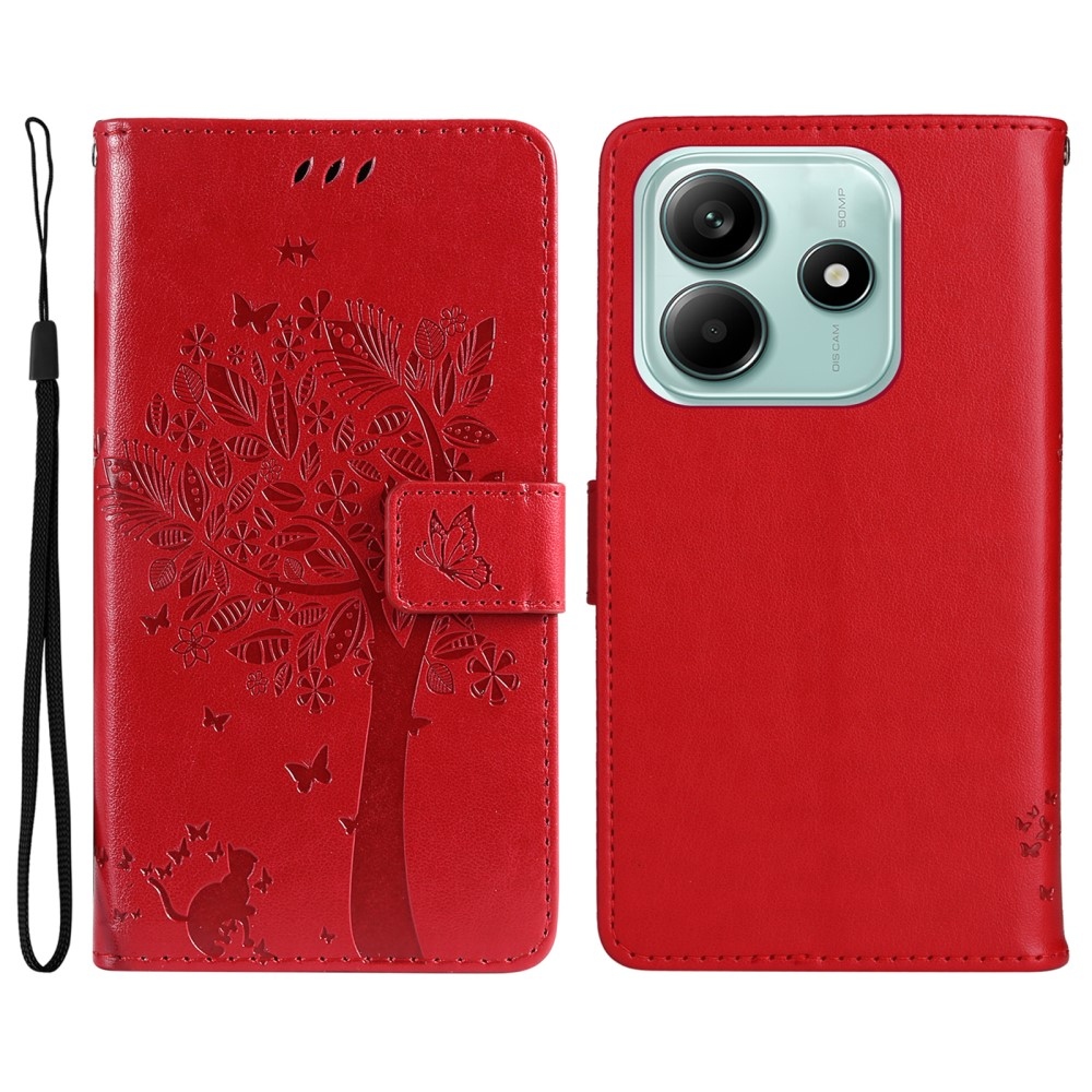 Trees knížkové pouzdro na Xiaomi Redmi Note 14 5G - červené