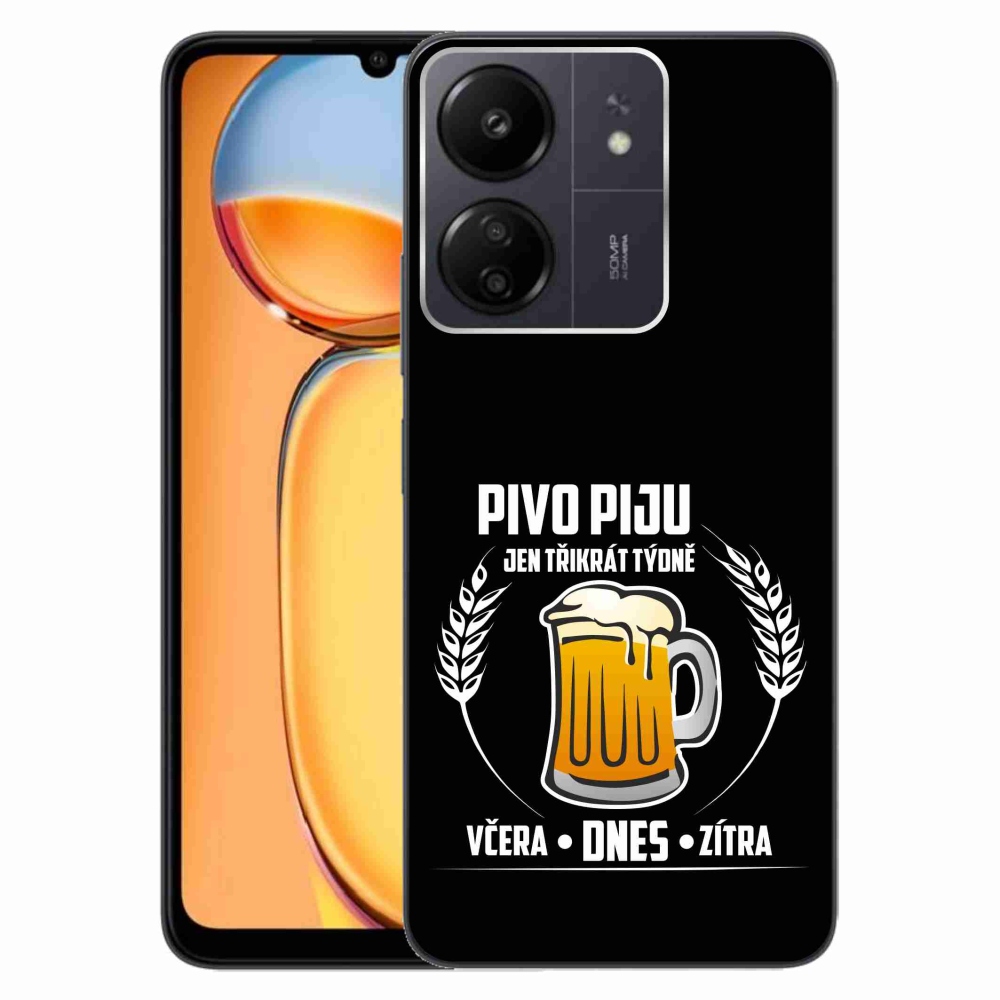 Gelový kryt mmCase na Xiaomi Poco C65/Redmi 13C - pivní motiv černé pozadí