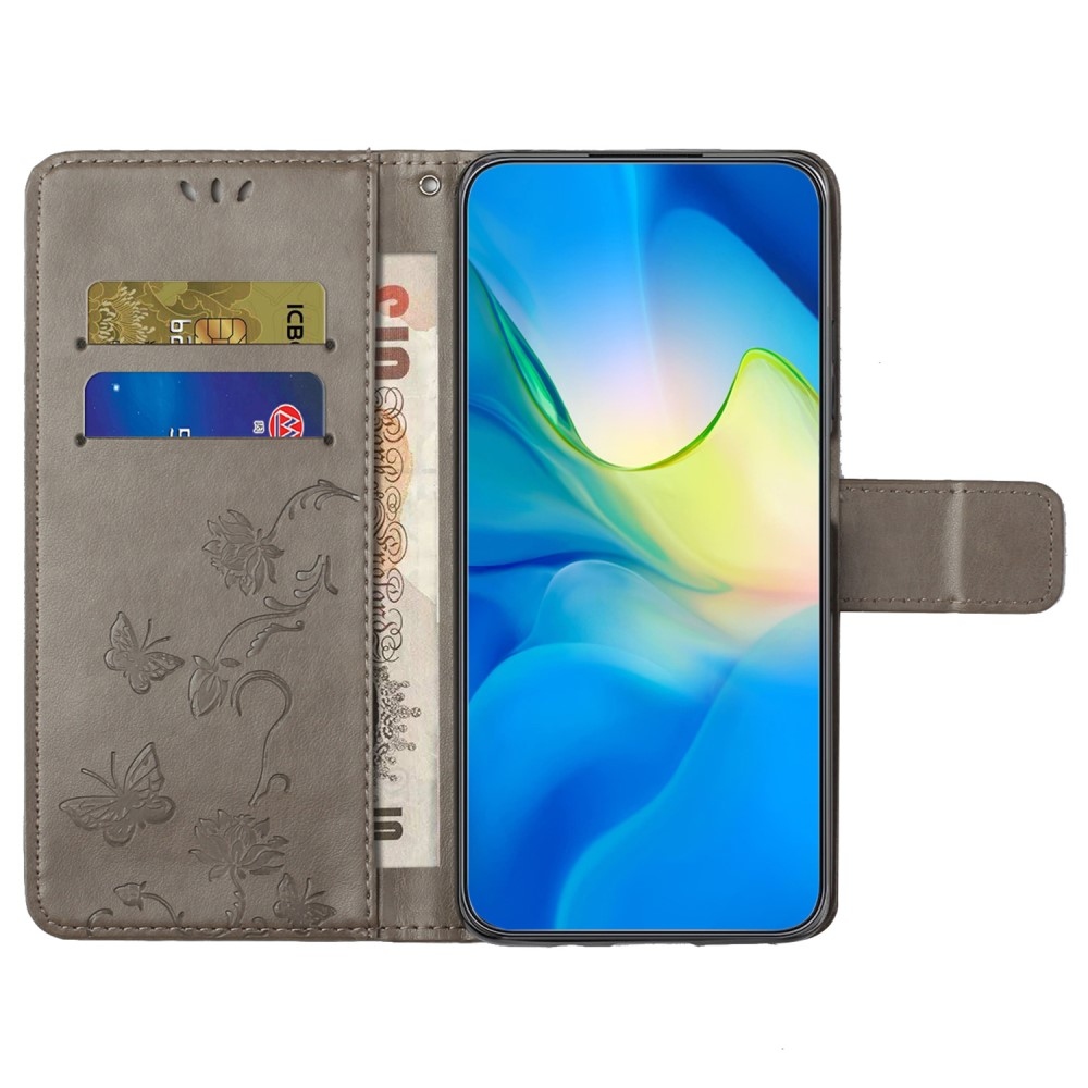 Flower knížkové pouzdro na Samsung Galaxy A25 5G - šedé