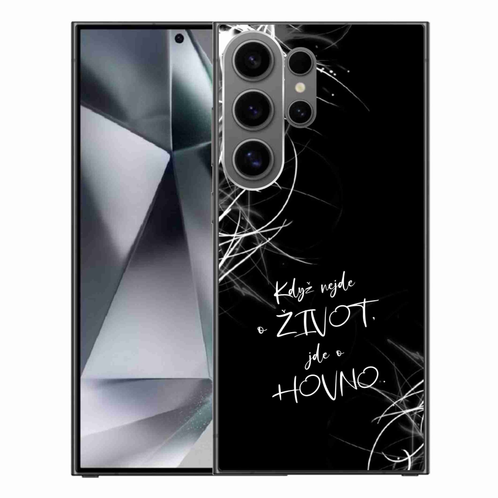 Gelový kryt mmCase na Samsung Galaxy S24 Ultra - vtipný text 16 černé pozadí