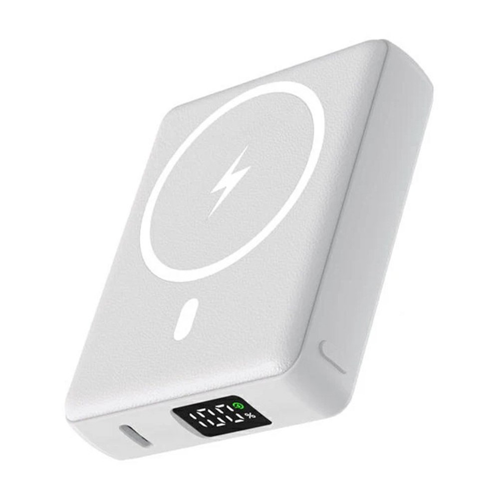 E42A Magnetická powerbanka 10000 mAh s bezdrátovým nabíjením - bílá