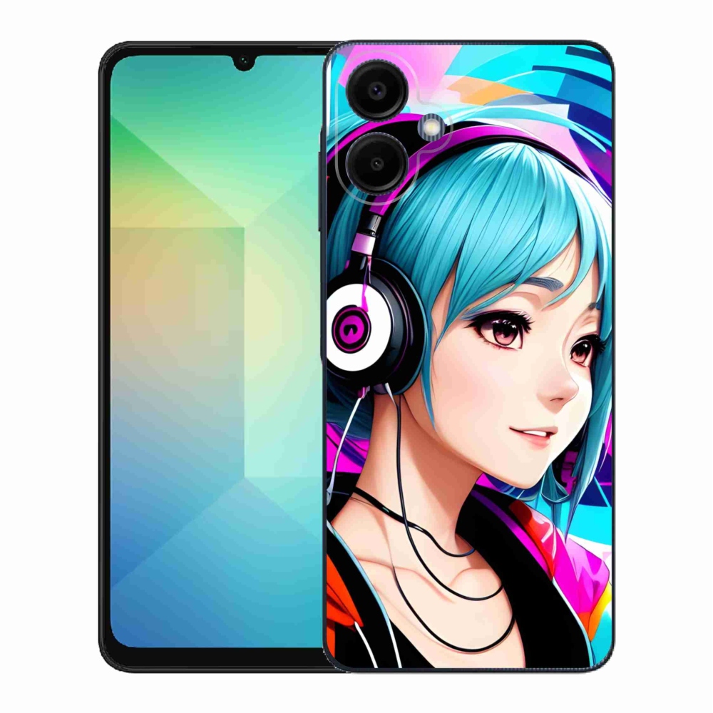 Gelový kryt mmCase na Samsung Galaxy A06 4G - dívka se sluchátky