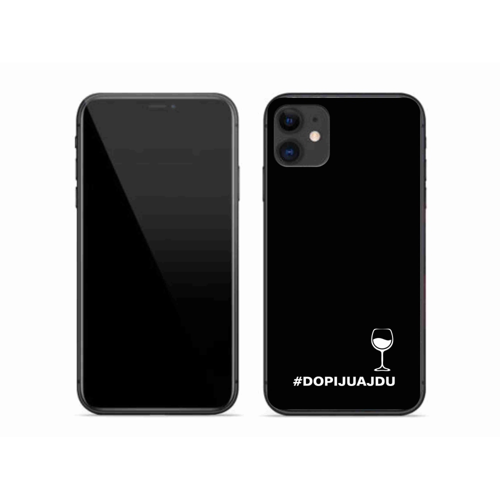 Gelový kryt mmCase na iPhone 11 - vinný motiv černé pozadí