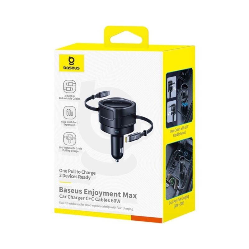Baseus Enjoyment Max Nabíječka do Auta USB-C/USB-C 60W Cosmic Black