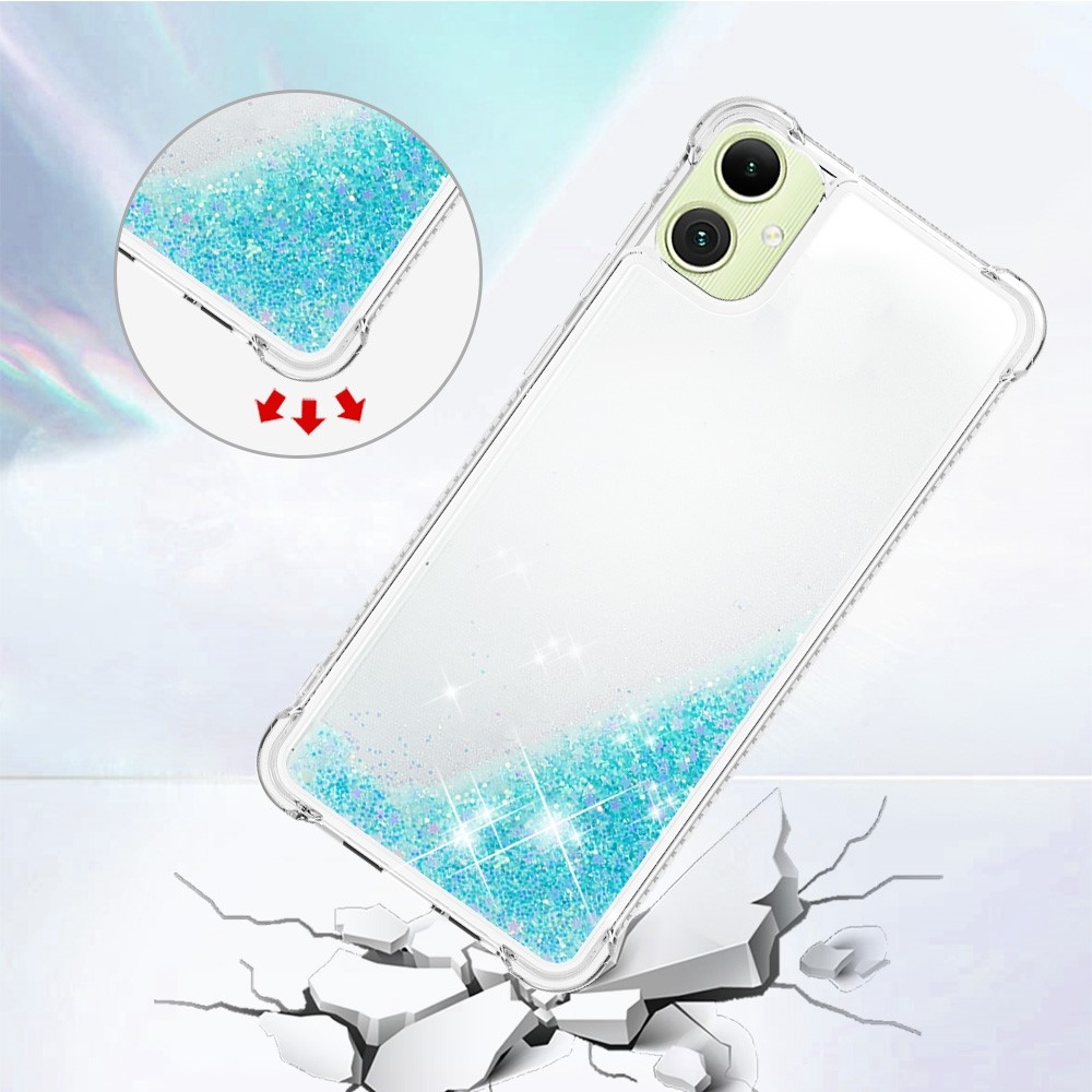 Glitter přesýpací gelový obal na Samsung Galaxy A06 4G - modrý/hvězdičky