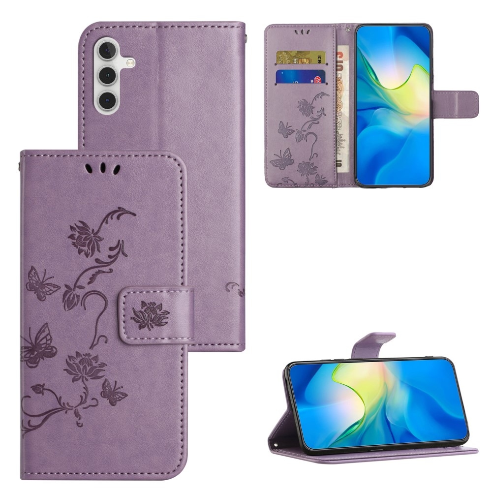 Flower knížkové pouzdro na Samsung Galaxy M15 5G - světlefialové