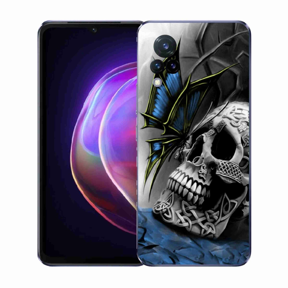 Gelový kryt mmCase na Vivo V21 4G/5G - motýl a lebka