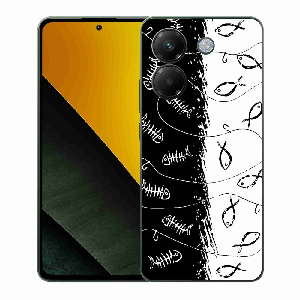 Gelový kryt mmCase na Xiaomi Poco M7 Pro 5G - kostry a rybky