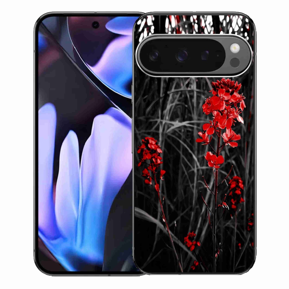 Gelový kryt mmCase na Google Pixel 9 Pro XL - červená rostlina
