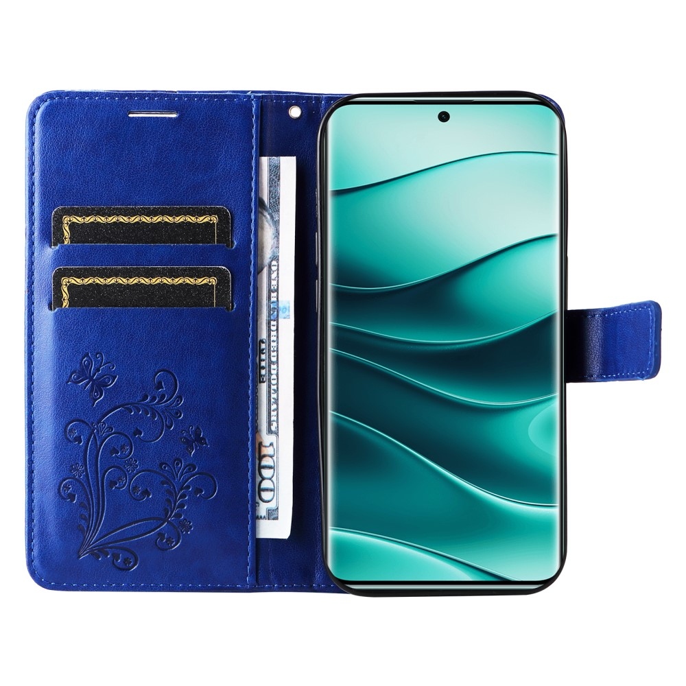 Big Butterfly knížkové pouzdro na Xiaomi Redmi Note 14 Pro 5G/Poco X7 5G/Note 14 Pro+ 5G - modré
