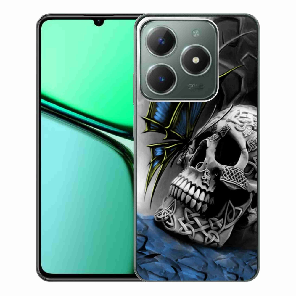 Gelový kryt mmCase na Realme C61 - motýl a lebka