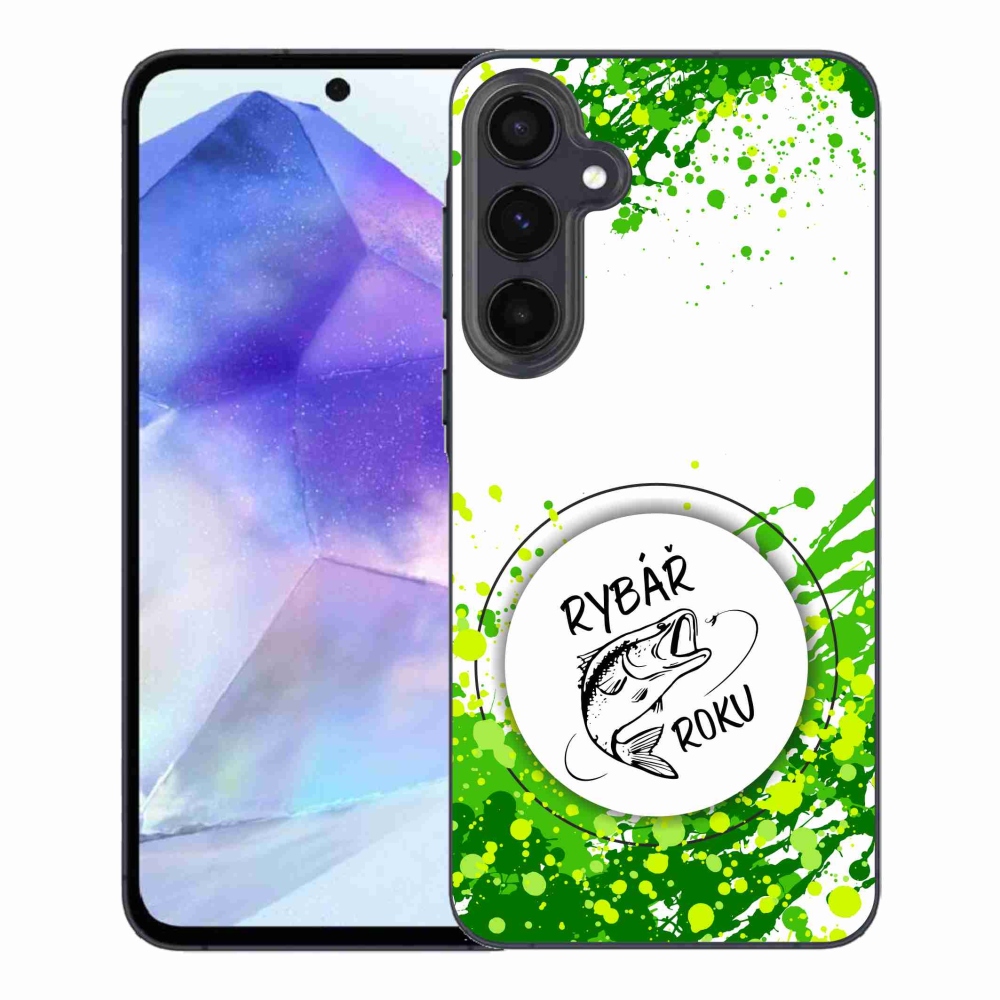 Gelový kryt mmCase na Samsung Galaxy A55 5G - rybář roku bílé pozadí