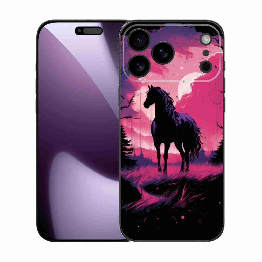 Gelový kryt mmCase na iPhone 17 Pro Max - černý kreslený kůň 1