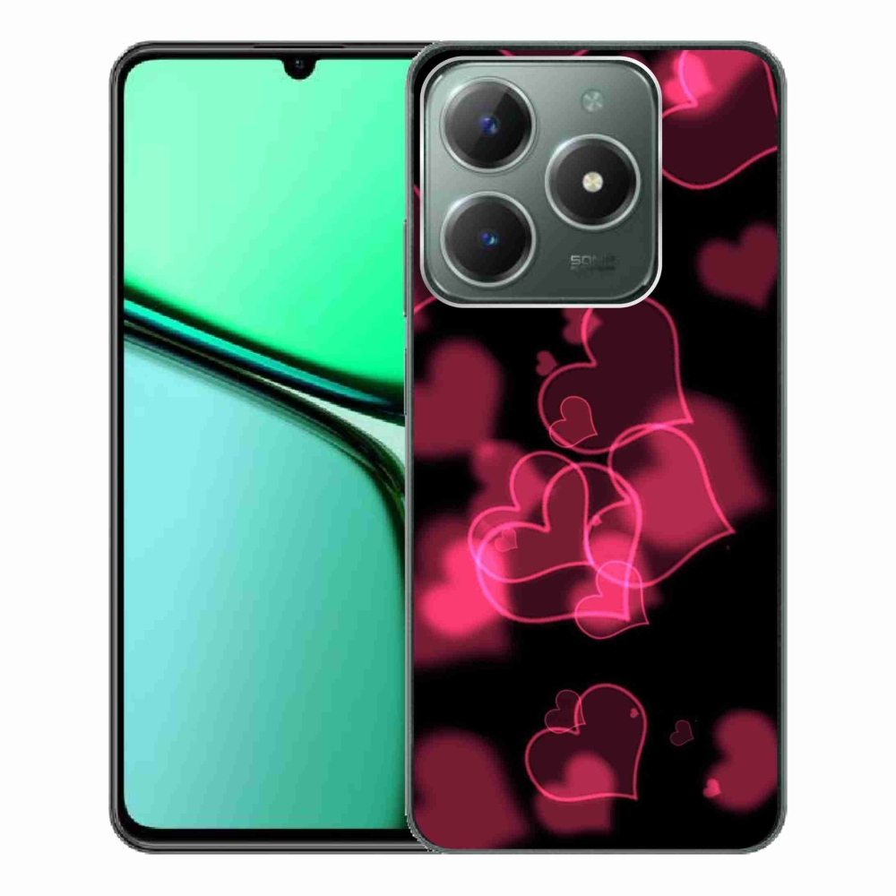 Gelový kryt mmCase na Realme C61 - červená srdíčka