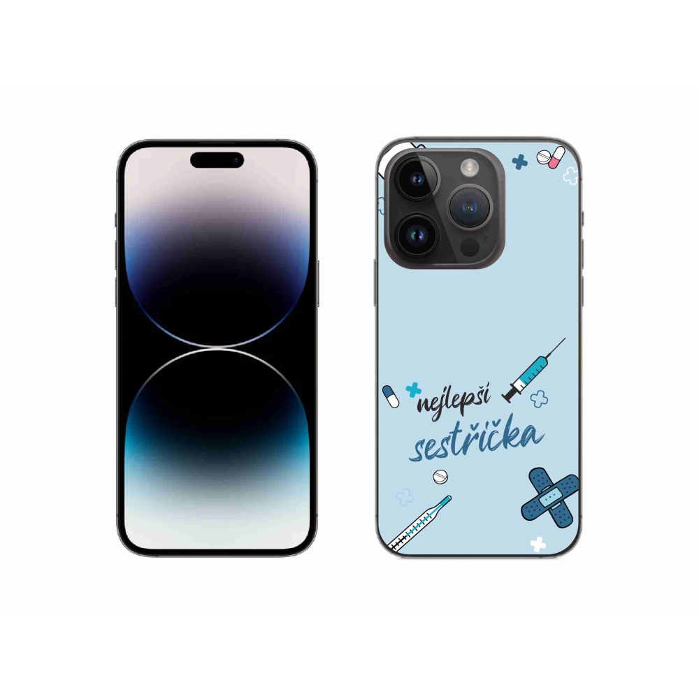 Gelový kryt mmCase na iPhone 14 Pro 6.1 - nejlepší sestřička modré pozadí