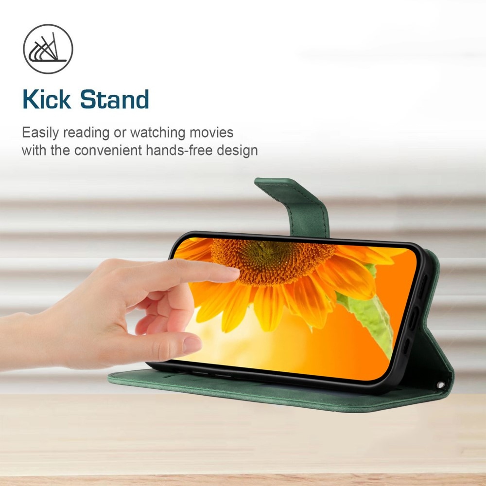 Sunflowers knížkové pouzdro na Xiaomi Redmi Note 14 Pro - tmavězelené