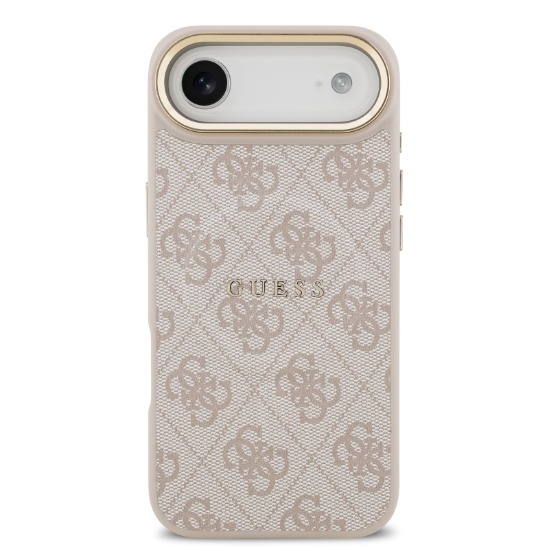 Guess PU Leather 4G Gold Frame MagSafe Zadní Kryt pro iPhone Air Pink