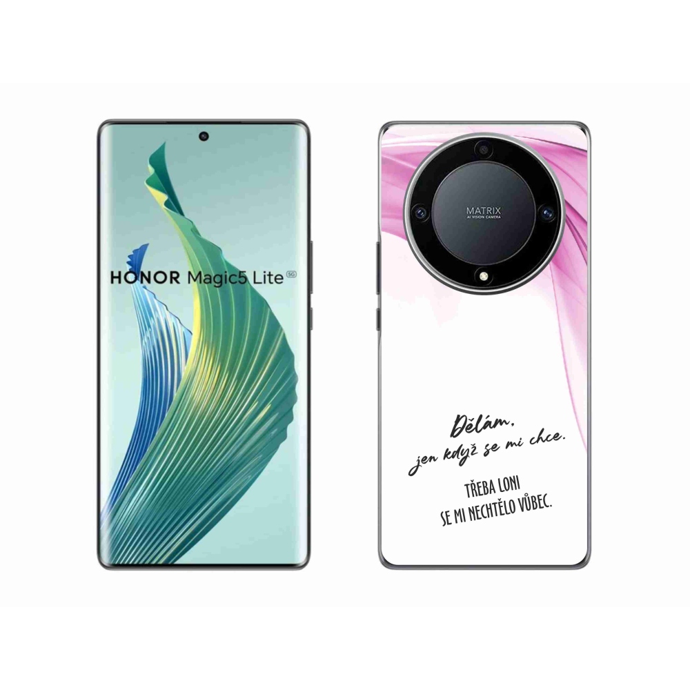 Gelový kryt mmCase na Honor Magic 5 Lite 5G - vtipný text 12 bílé pozadí