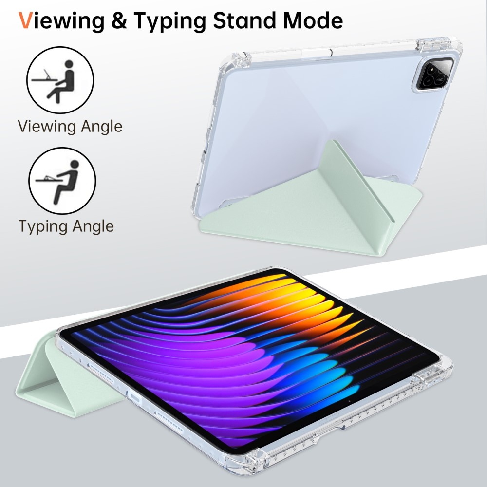 Origami chytré polohovací pouzdro na tablet Xiaomi Pad 7/7 Pro - světlezelené