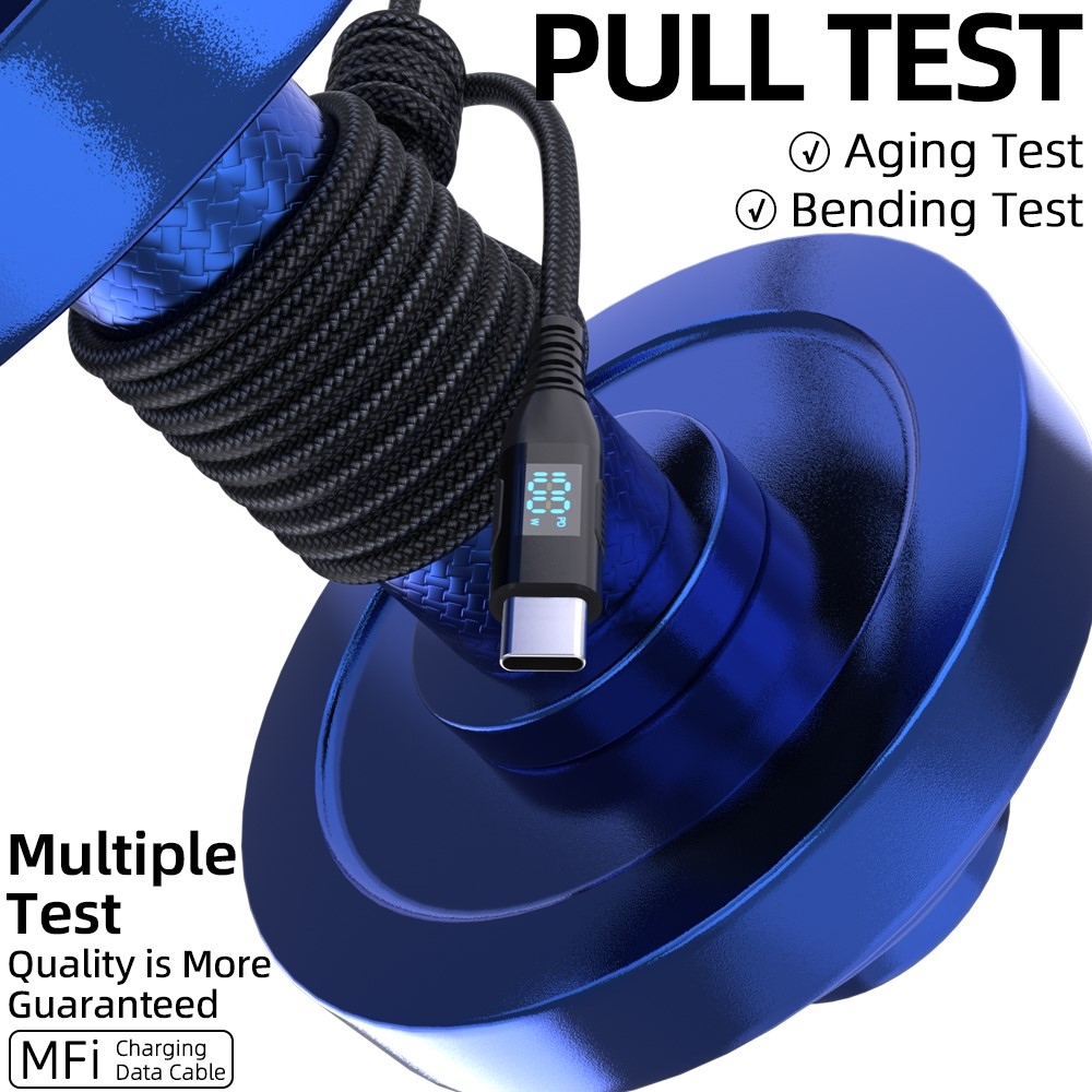 Nylonový kabel USB-C / USB-C s displejem 1m 100W - černý