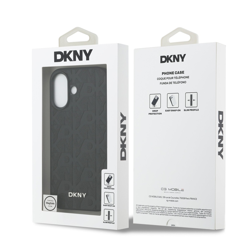 DKNY PU Leather Grid Pattern Magsafe Zadní Kryt pro iPhone 17 Black